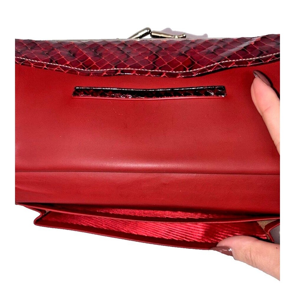 Vintage Baronet Genuine Cobra Snakeskin Red Wallet Clutch Checkbook Purse - Picture 15 of 16